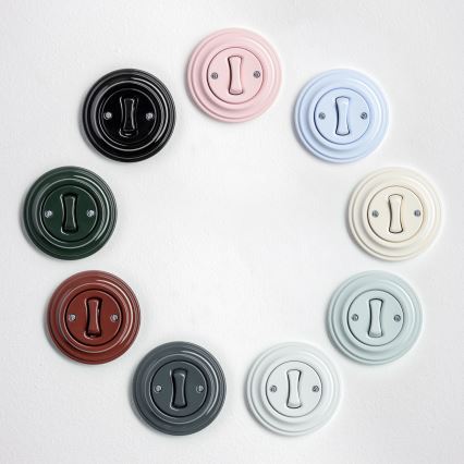 Kliklap - Interruptor de escalera retro con marco n.º 6, blanco nieve