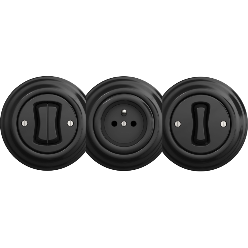 Kliklap - Interruptor de escalera vintage sin marco n° 6 negro