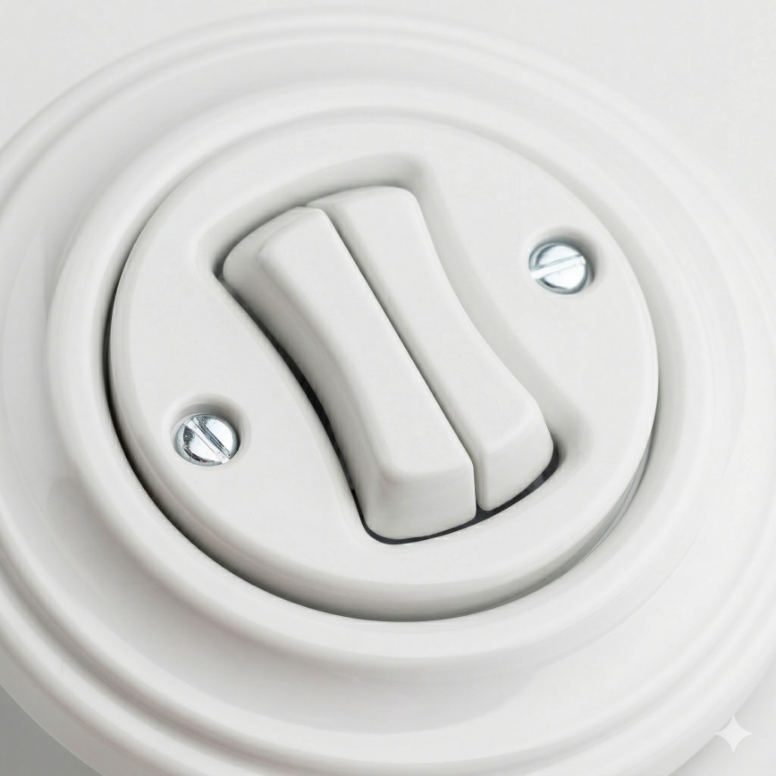 Kliklap - Interruptor de la serie Retro con marco n.º 5, blanco nieve