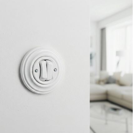 Kliklap - Interruptor de la serie Retro con marco n.º 5, blanco nieve