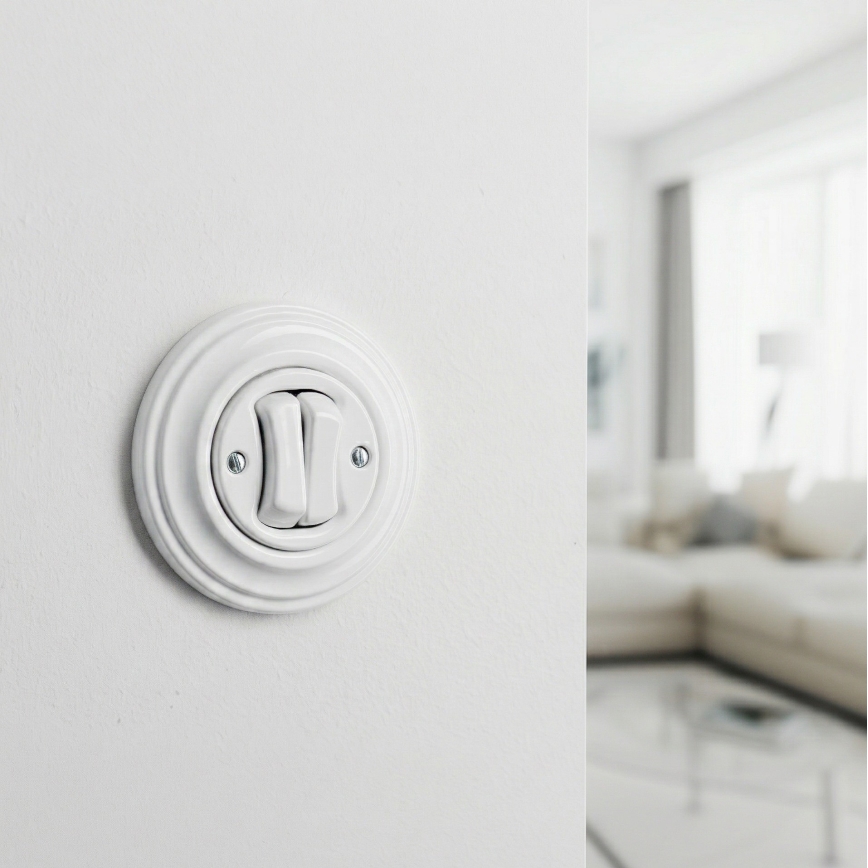 Kliklap - Interruptor de la serie Retro con marco n.º 5, blanco nieve