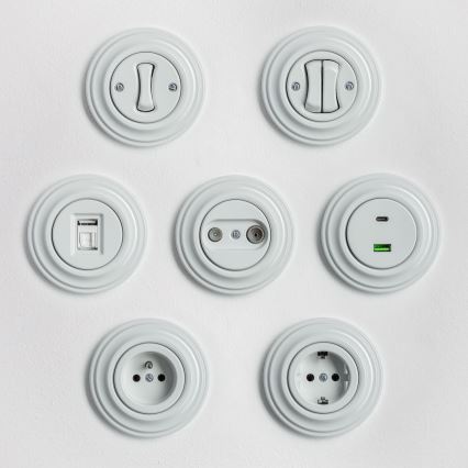 Kliklap - Interruptor de la serie Retro con marco n.º 5, blanco nieve