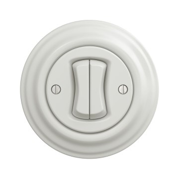 Kliklap - Interruptor doble de escalera retro con marco n.º 6+6, blanco cerámico