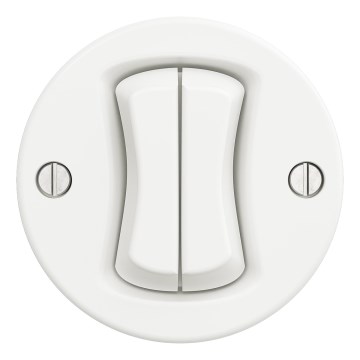 Kliklap - Interruptor doble retro sin marco, blanco nieve