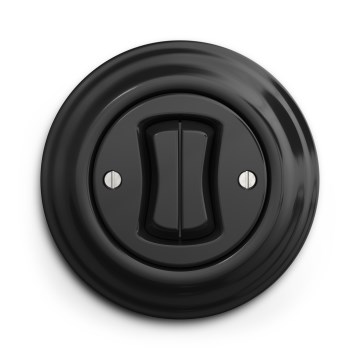 Kliklap - Interruptor retro doble para escalera con marco n.º 6+6, color negro