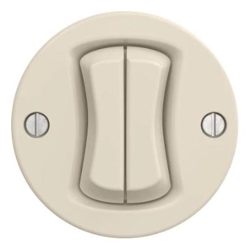 Kliklap - Interruptor retro doble para escalera sin marco, n.º 6+6, beige