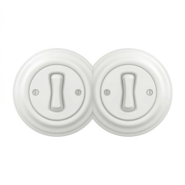 Kliklap - Interruptor retro doble unipolar con marco n.º 1, blanco nieve