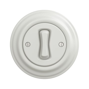 Kliklap - Interruptor unipolar retro con marco n.º 1 blanco cerámico