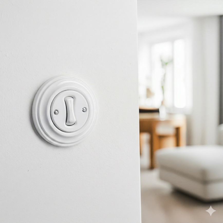 Kliklap - Interruptor unipolar retro con marco nº 1, blanco nieve