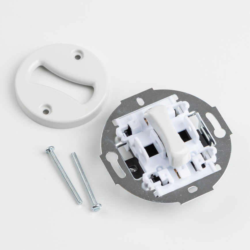 Kliklap - Interruptor unipolar retro n.º 1 y enchufe SCHUKO 230 V con marco color blanco nieve