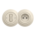 Kliklap - Interruptor unipolar retro n.º 1 y toma de corriente 230 V con marco, beige