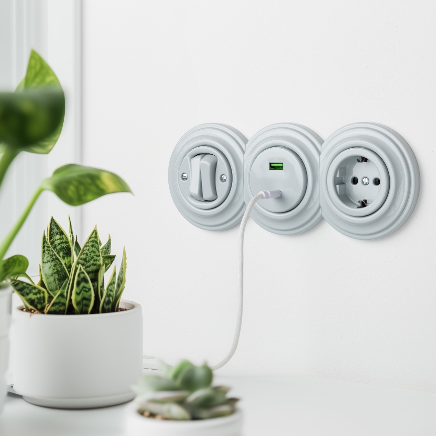 Kliklap - Marco retro extremo de cerámica blanca