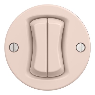Kliklap - Retro interruptor doble para escalera sin marco n.º 6+6 rosa empolvado