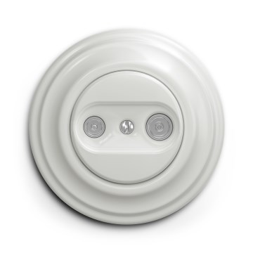 Kliklap - Retro - toma de TV+R (pasante) con marco, cerámica blanca