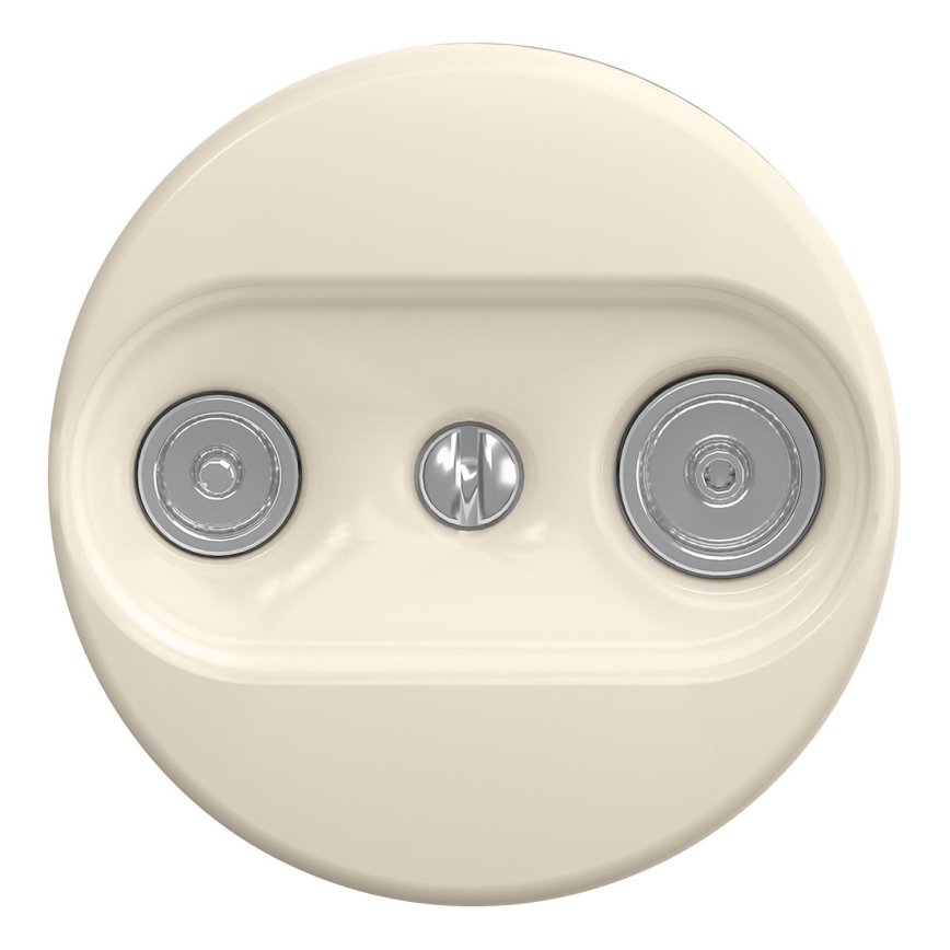 Kliklap - Roseta de antena retro TV+R (final) sin marco, beige