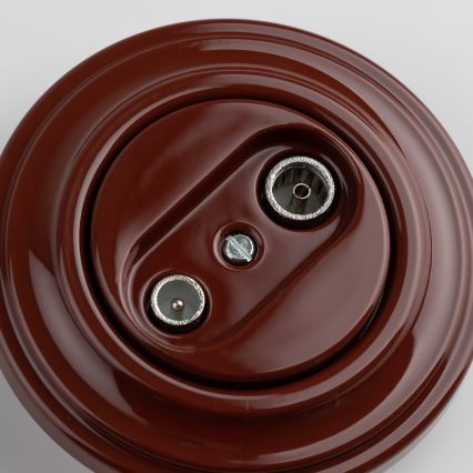 Kliklap - Roseta final para TV+R retro con embellecedor, marrón