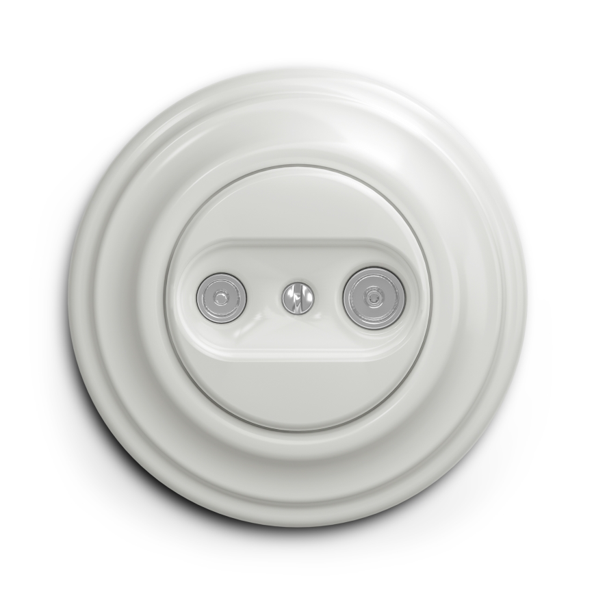 Kliklap - Toma de antena retro TV+R (pasante) con marco blanco