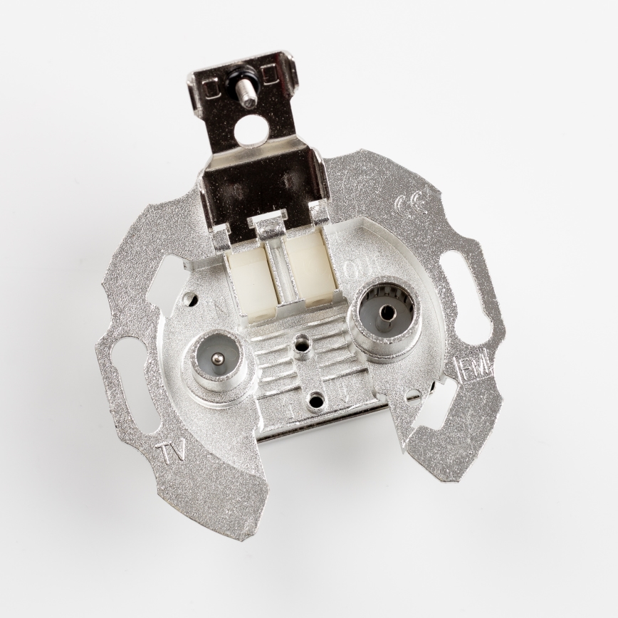 Kliklap - Toma de antena retro TV+Radio (pasante) con marco blanco nieve