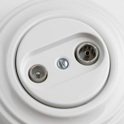 Kliklap - Toma de antena retro TV+Radio (pasante) con marco blanco nieve