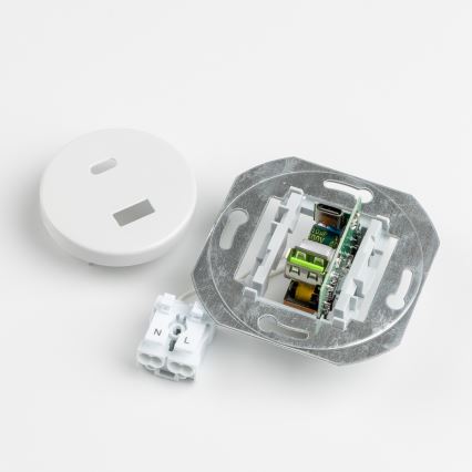 Kliklap - Toma de corriente USB retro A+C con marco blanco nieve