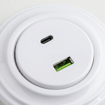 Kliklap - Toma de corriente USB retro A+C con marco blanco nieve