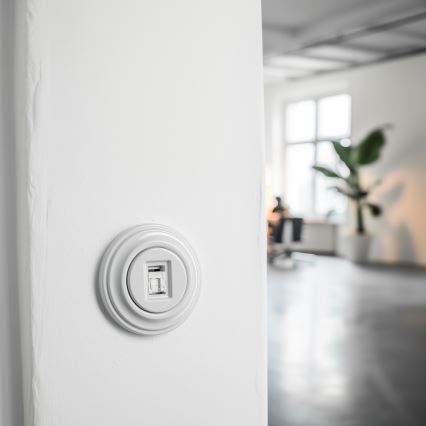 Kliklap - Toma de datos retro con marco en blanco nieve