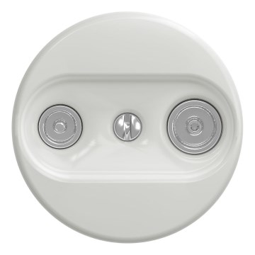 Kliklap - Toma retro para TV+R (pasante) sin marco, cerámica blanca