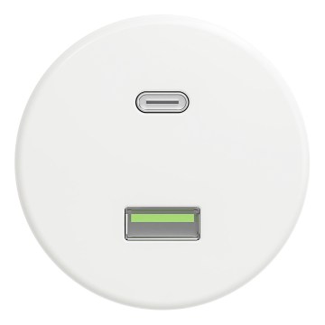 Kliklap - Toma USB A+C retro sin marco, color blanco nieve