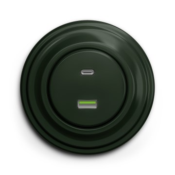 Kliklap - Toma USB retro A+C con marco verde