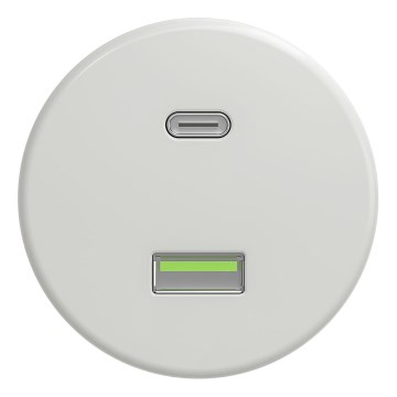 Kliklap - Toma USB retro A+C sin marco, cerámica blanca