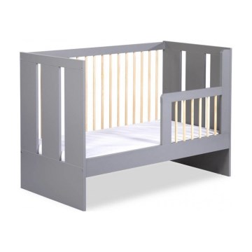 KLUPŚ - Cuna para bebé con barrera PAULINE 120x60 cm pino/gris