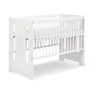 KLUPŚ - Cuna para bebé SAFARI 120x60 cm con conejito pino/blanco