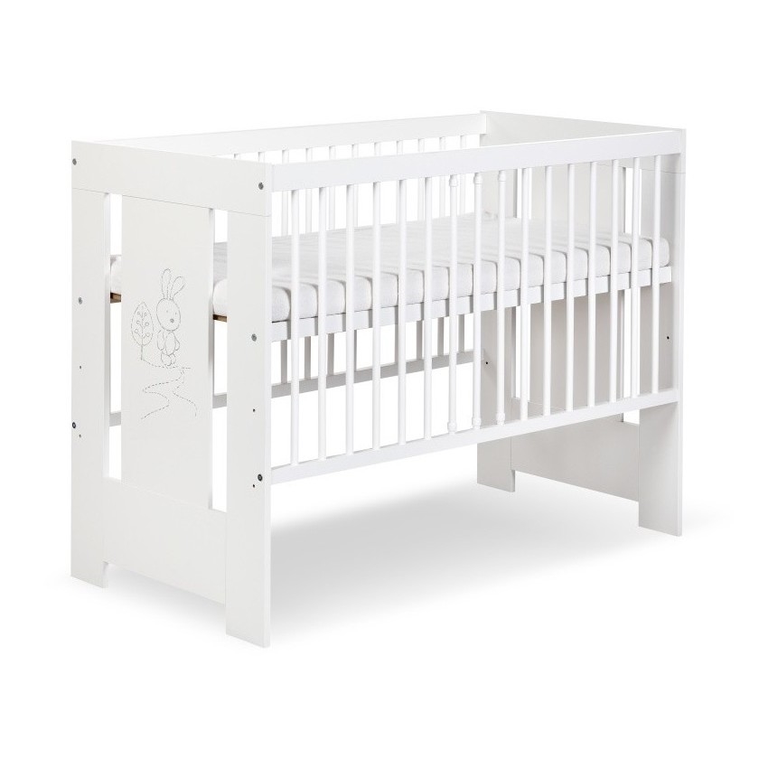 KLUPŚ - Cuna para bebé SAFARI 120x60 cm con conejito pino/blanco