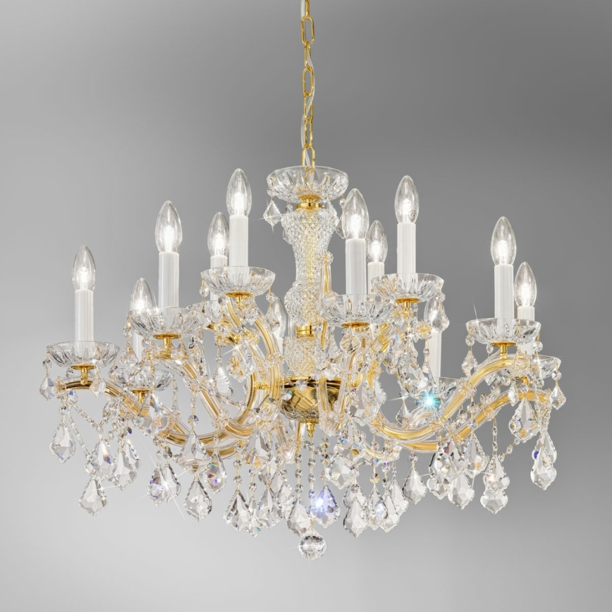 Kolarz 3149.88+4.3.KoT - Lámpara colgante de cristal MARIA LOUISE 12xE14/40W/230V 24K dorado
