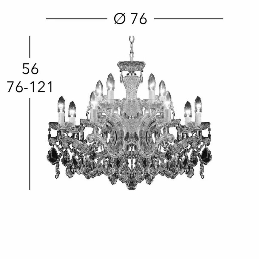 Kolarz 3149.88+4.3.KoT - Lámpara colgante de cristal MARIA LOUISE 12xE14/40W/230V 24K dorado