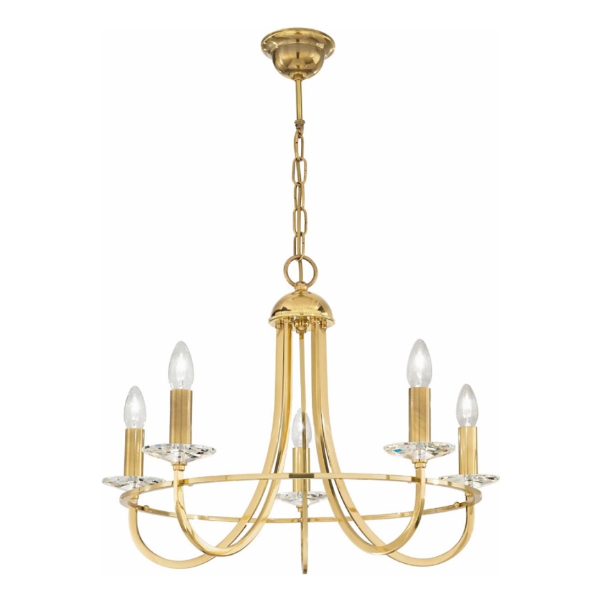 Kolarz 330.85.8C - Lámpara de araña de cristal en una cadena IMPERIAL 5xE14/60W/230V dorado