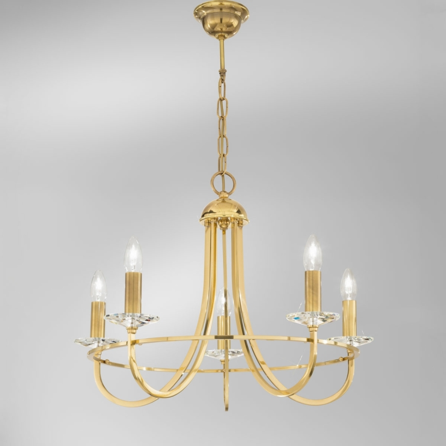 Kolarz 330.85.8C - Lámpara de araña de cristal en una cadena IMPERIAL 5xE14/60W/230V dorado