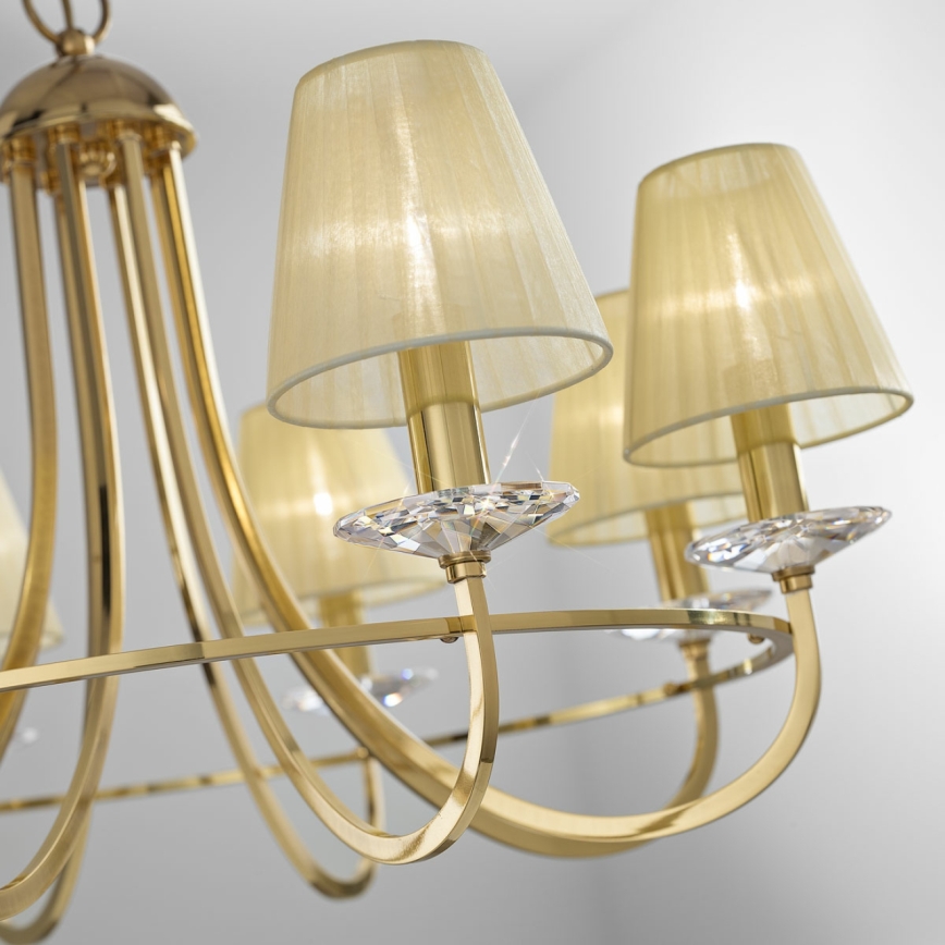 Kolarz 330.85.8C - Lámpara de araña de cristal en una cadena IMPERIAL 5xE14/60W/230V dorado
