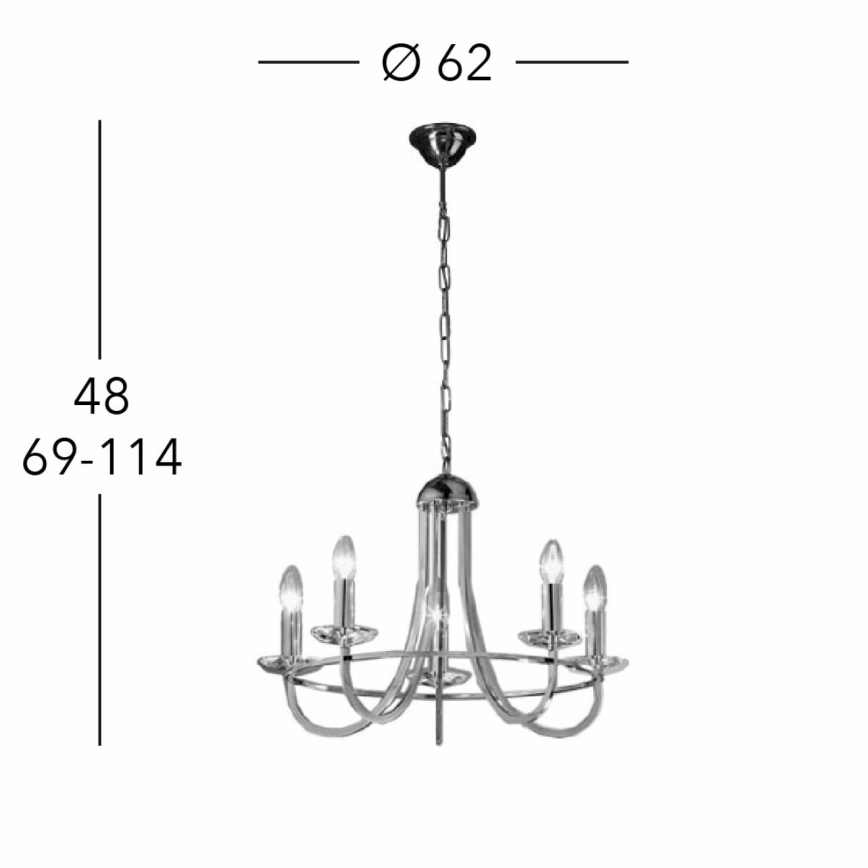 Kolarz 330.85.8C - Lámpara de araña de cristal en una cadena IMPERIAL 5xE14/60W/230V dorado