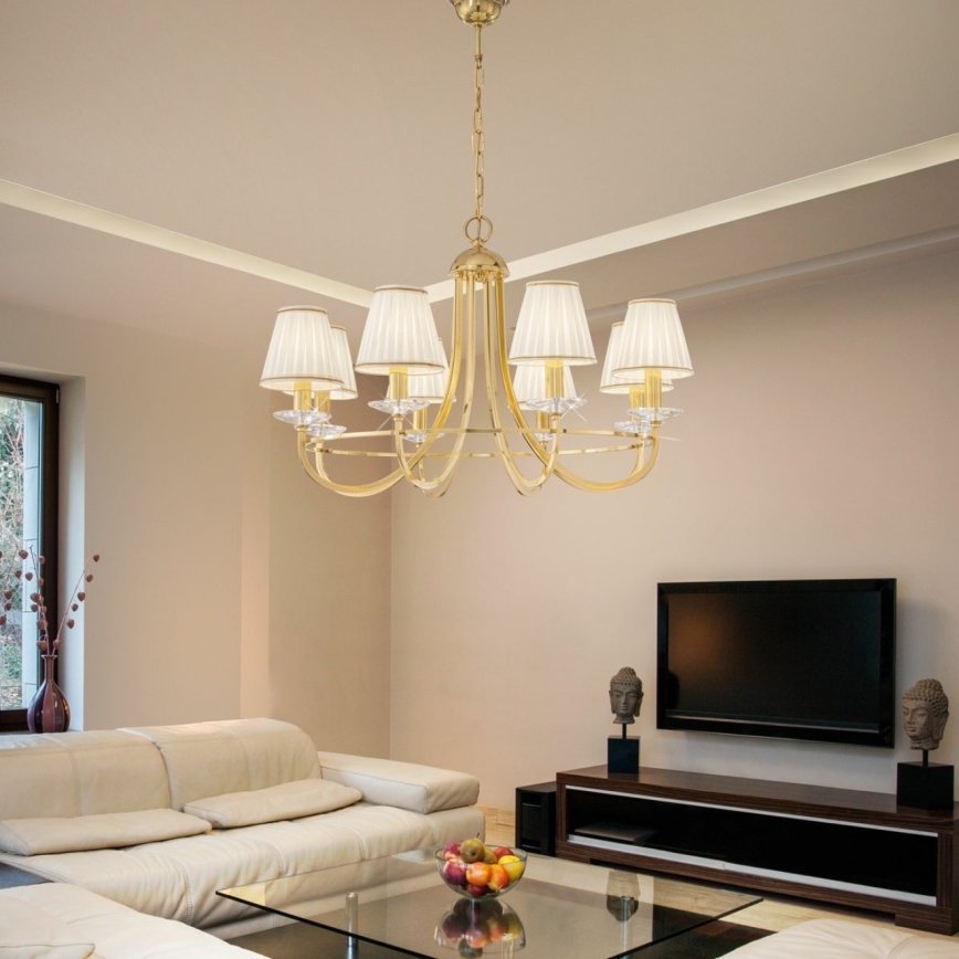 Kolarz 330.88.8C - Lámpara colgante de cristal IMPERIAL 8xE14/60W/230V dorado