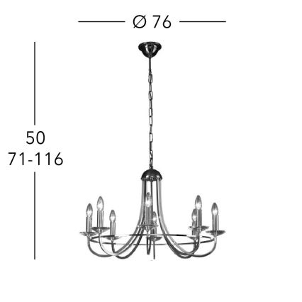 Kolarz 330.88.8C - Lámpara colgante de cristal IMPERIAL 8xE14/60W/230V dorado