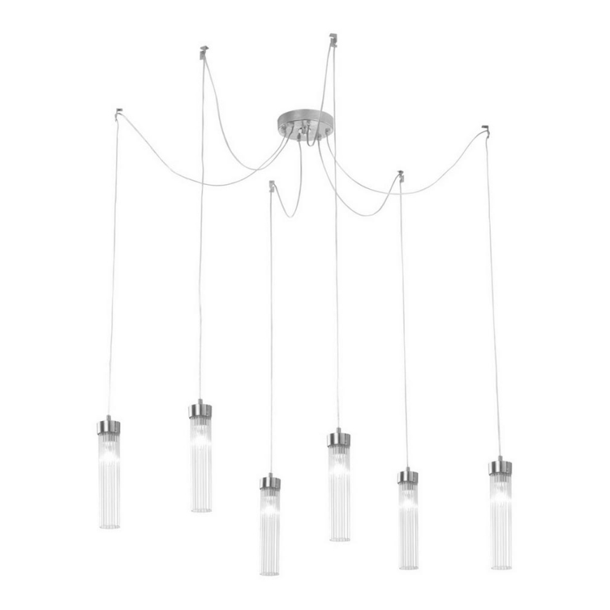 Kolarz 6009.30650 - Lámpara colgante RAGGIO 6xE14/25W/230V araña plata
