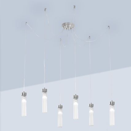 Kolarz 6009.30650 - Lámpara colgante RAGGIO 6xE14/25W/230V araña plata