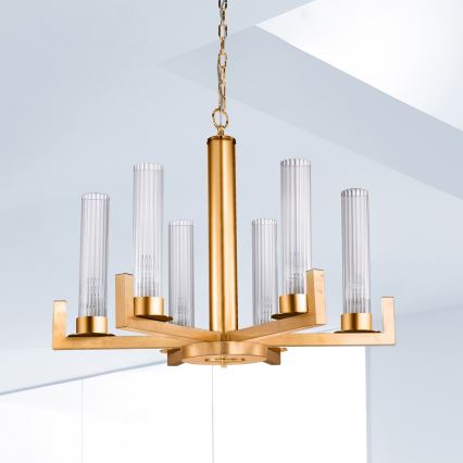 Kolarz 6009.80630 - Lámpara colgante con cadena RAGGIO 6xE14/25W/230V oro 24K