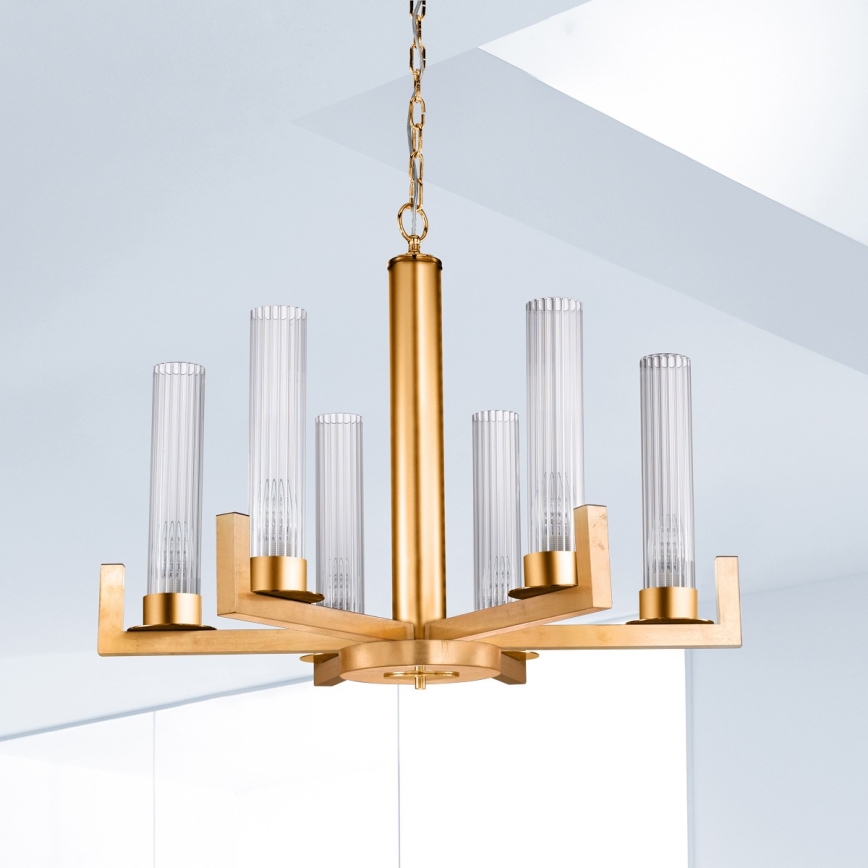 Kolarz 6009.80630 - Lámpara colgante con cadena RAGGIO 6xE14/25W/230V oro 24K