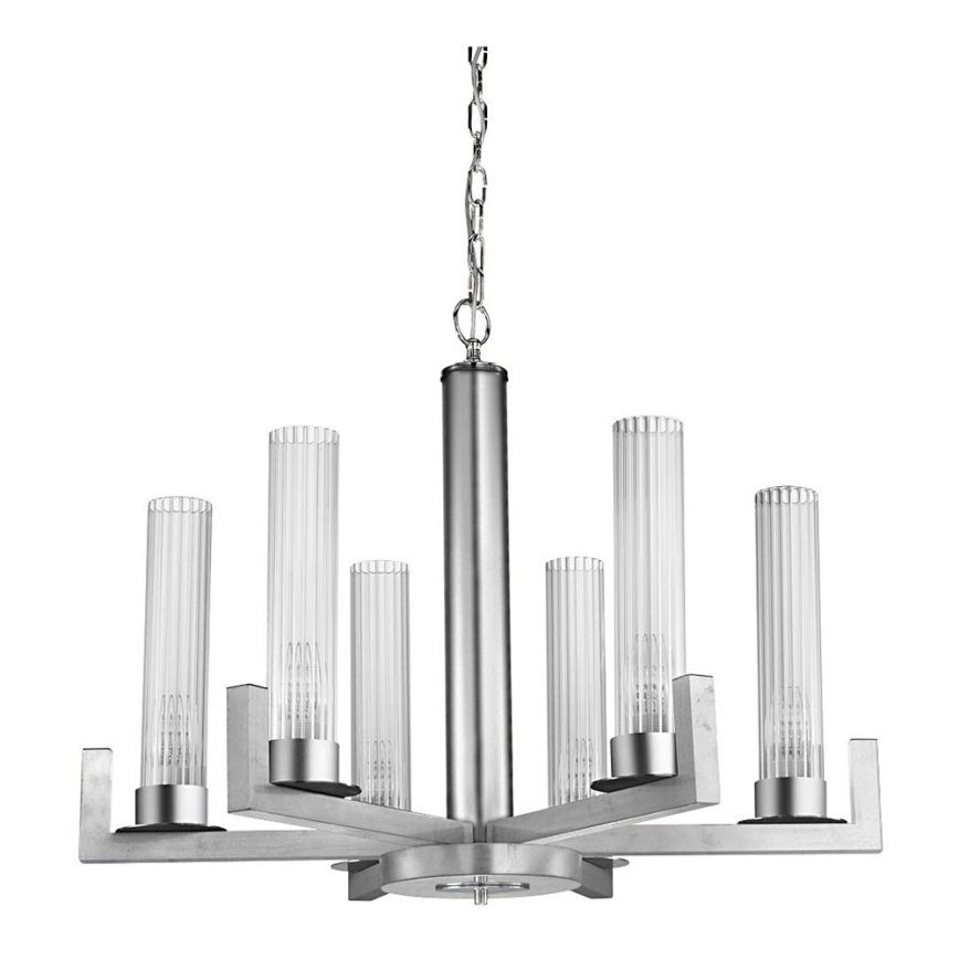Kolarz 6009.80650 - Lámpara colgante con cadena RAGGIO 6xE14/25W/230V plateado