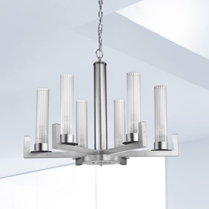 Kolarz 6009.80650 - Lámpara colgante con cadena RAGGIO 6xE14/25W/230V plateado