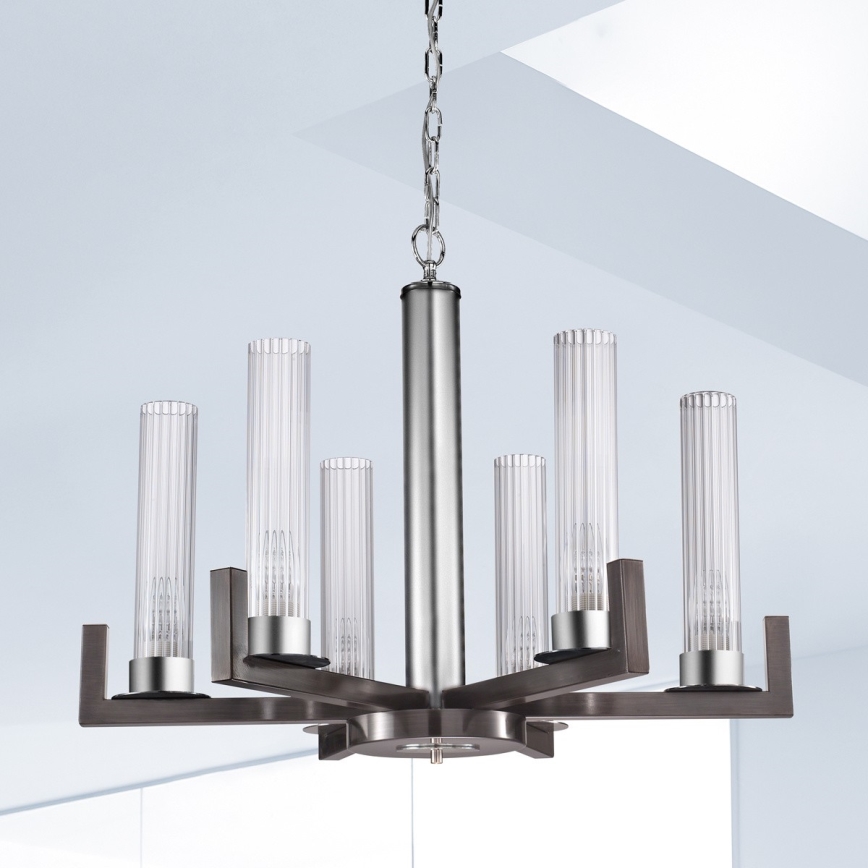 Kolarz 6009.80660 - Lámpara de araña con cadena RAGGIO 6xE14/25W/230V cromo mate