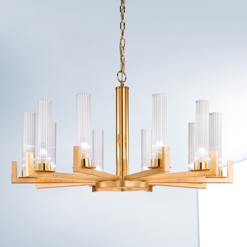 Kolarz 6009.81030 - Lámpara colgante de cadena RAGGIO 10xE14/25W/230V oro 24K