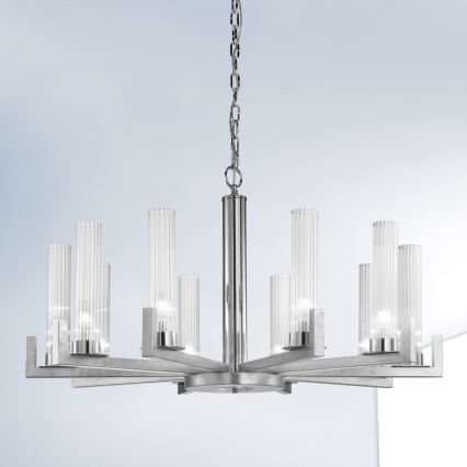 Kolarz 6009.81050 - Lámpara de araña con cadena RAGGIO 10xE14/25W/230V plateado